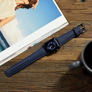 Navy Blue Apple Watch Leather Bands, Apple Watch Band for Man, Apple iWatch Strap Gift, For Apple Watch Series 1-2-3-4-5-6-7-8-9-10 & Ultra