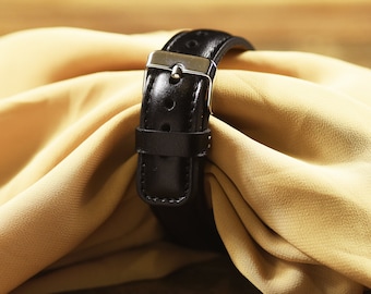 Correa de cuero negra para Apple Watch, 49 mm, 45 mm, 42 mm, 38 mm, 40 mm, 44 mm, 41 mm para series 1-2-3-4-5-6-7-8-9-10 y SE / Personalización láser gratuita