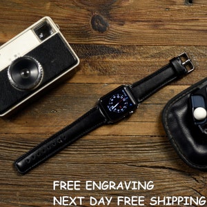 Zwarte Apple Watch-band voor Series 10-9-8-7-6-5-4-3-2-1-SE, Ultra en Ultra 2 / Apple Watch-band: 38 mm, 40 mm, 41 mm, 42 mm, 44 mm, 45 mm, 49 mm