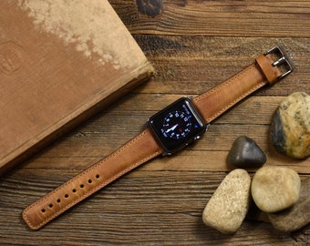 Vaderdagcadeau Leren Apple Watch Band 38, 40, 41, 42, 44, 45 en 49 mm voor serie 9-8-7-6-5-4-3-2-1-SE, Ultra & Ultra 2, GRATIS GRAVERING