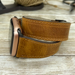 Double Wrap Apple Watch Band Lederen Bruine Horlogeband voor Vrouwen iWatch Leather Band voor 38, 40,41 mm & 42,44,45 mm Series 1,2,3,4,5,6,7,SE