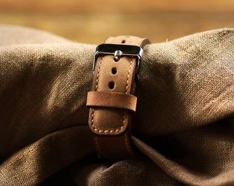 Bracelet Apple Watch marron en cuir premium 38mm, 42mm, 44mm, 40mm pour les séries 6-5-4-3-2-1 & SE