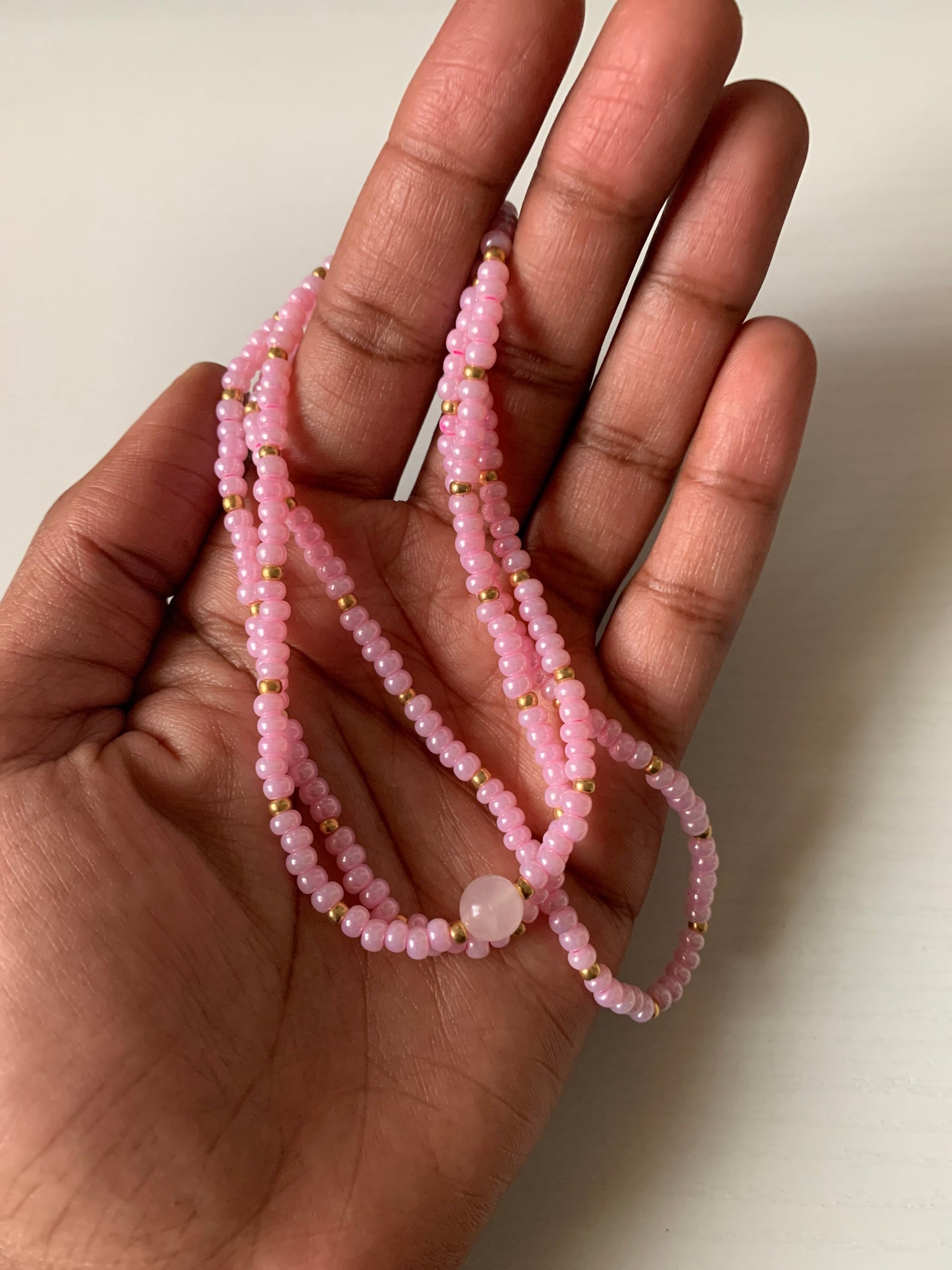 Pink waist beads Gold Waist beads Rose Quartz Enough Love Etsy