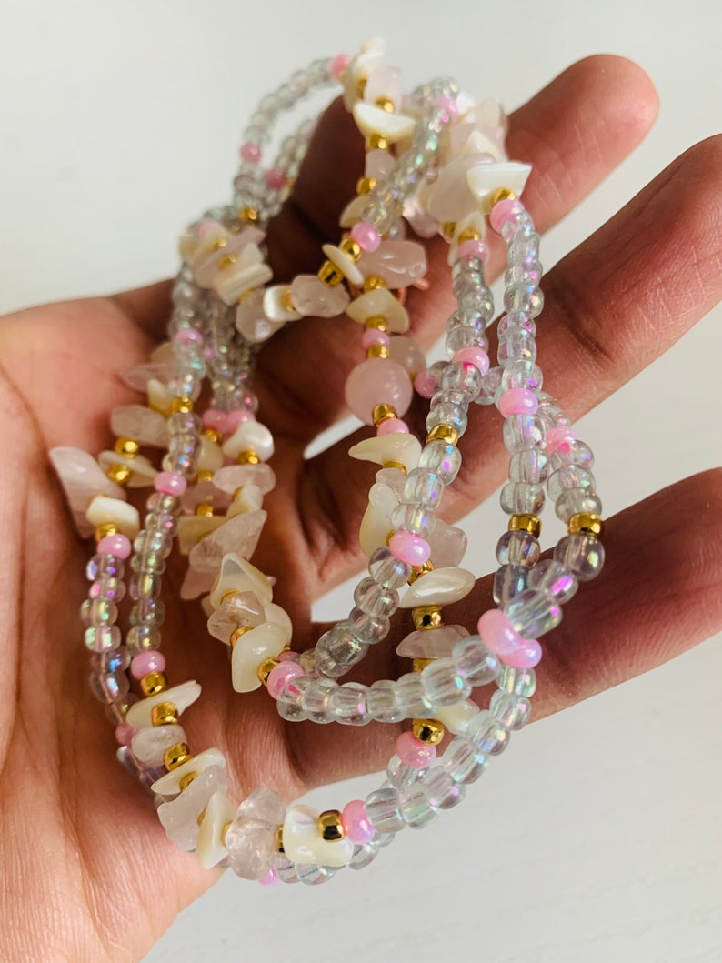 rose quartz waist beads for self care 