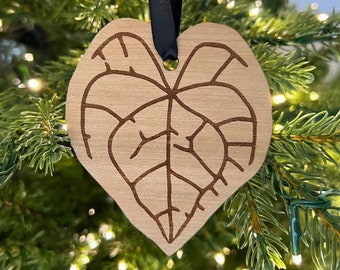 Anthurium Clarinervium Laser Cut Cherry Wood Ornament