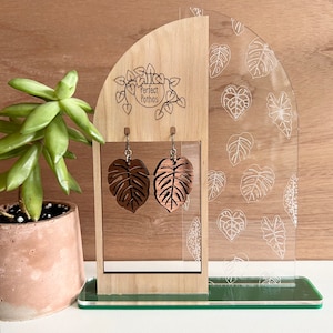 Monstera Deliciosa Laser Cut Holz Ohrringe