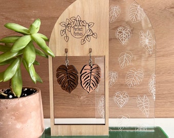 Monstera Deliciosa Laser Cut Wood Earrings