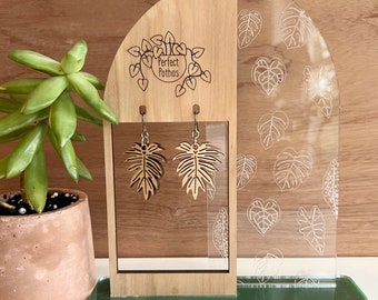 Philodendron Mayoi Laser Cut Wood Earrings