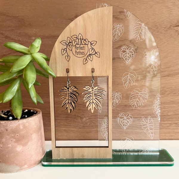 Philodendron Mayoi Laser Cut Wood Earrings