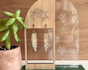 Boston Fern Laser Cut Wood Earrings