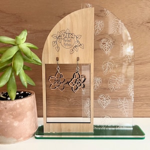 Golden Glow Sedum Succulent Laser Cut Wood Earrings