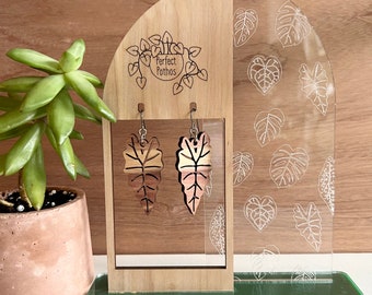 Alocasia Polly Laser Cut Wood Earrings