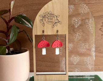 Fly Agaric Mushroom Laser Cut Acrylic Earrings