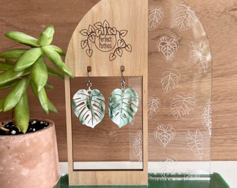 Monstera Deliciosa Swirl Acrylic Earrings