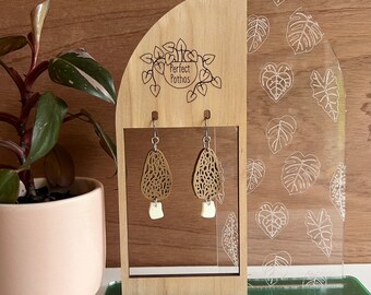 Morel Mushroom Laser Cut Acrylic Earrings