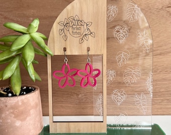 Plumeria Flower Laser Cut Acrylic Earrings