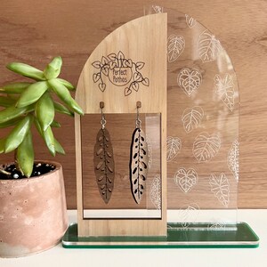 Rattlesnake Calathea Lancifolia Laser Cut Wood Earrings
