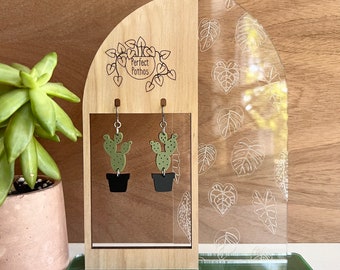 Small Prickly Pear Cactus Laser Cut Acrylic Earrings