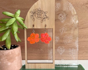 Hibiscus Flower Laser Cut Acrylic Earrings