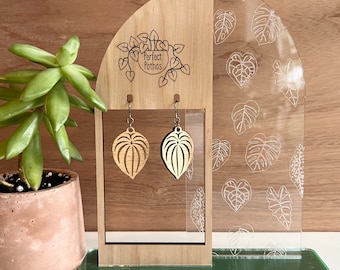 Watermelon Peperomia Laser Cut Wood Earrings