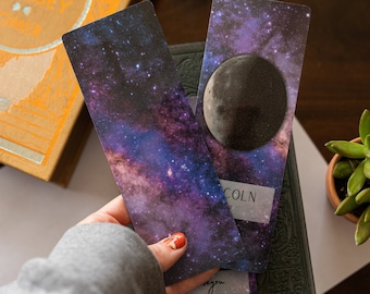 Moon Phase Personalized Laminated Bookmark with Name, Date, Quote, etc.