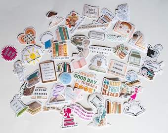 Bookish Stickers, Kindle/iPad/Phone Stickers for Book Lovers, Random Set of 2, Set of 5, or Set of 10