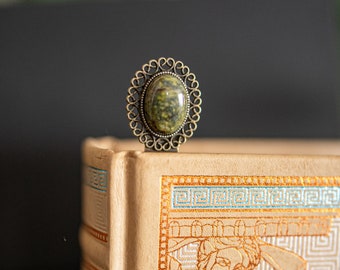 Metal Bookmark with Stone, Bookshelf Decor, Dragon Bloodstone Bookmark