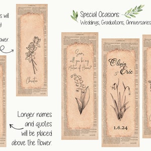 Personalized Birth Flower Bookmark with Name, Laminated Personalized Bookmark, Double-Sided image 7