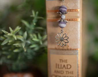 Metal Book Hook Amethyst Bookmark, Bookshelf Decor