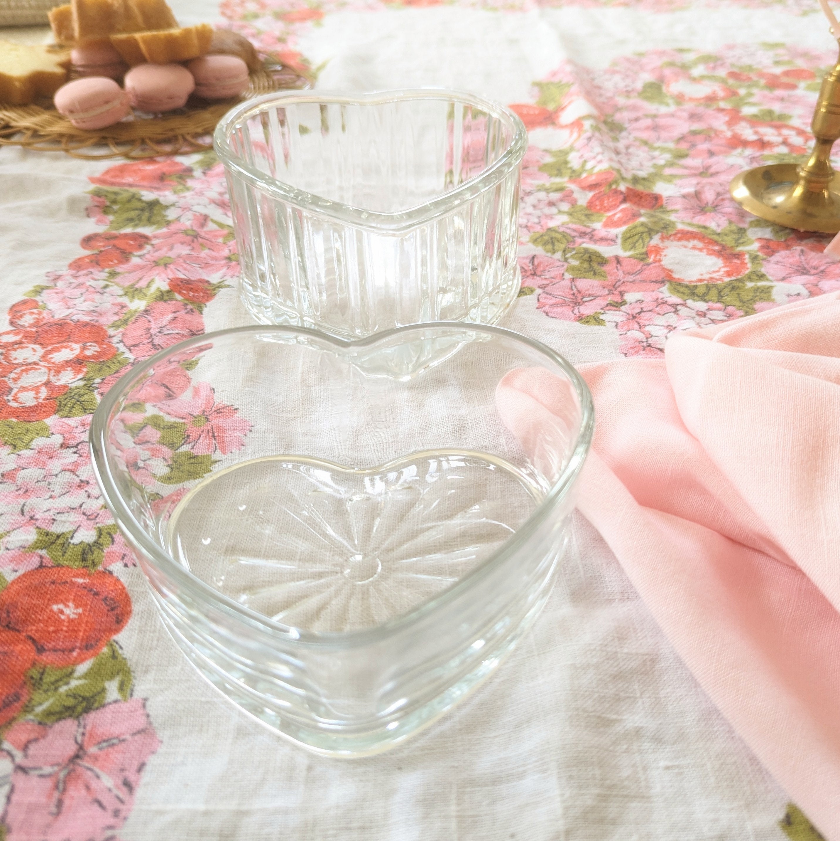 Vintage Libbey Glass Heart Candy Dishes Pair Valentine's Bowls Etsy