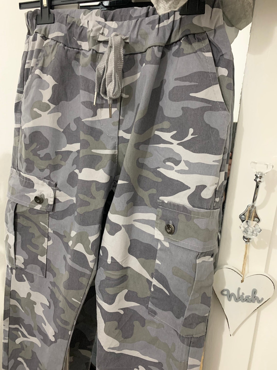 Made in Italy Grey Camo Cargo Magic Pants Super Stretch | Etsy