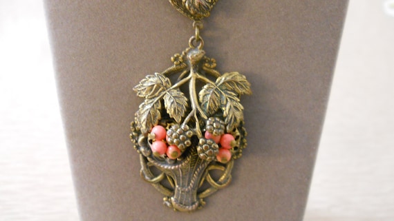 1930's Art Deco Flower Basket Necklace