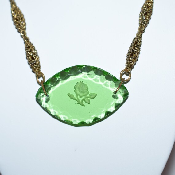 1930's Brass and Glass Necklace