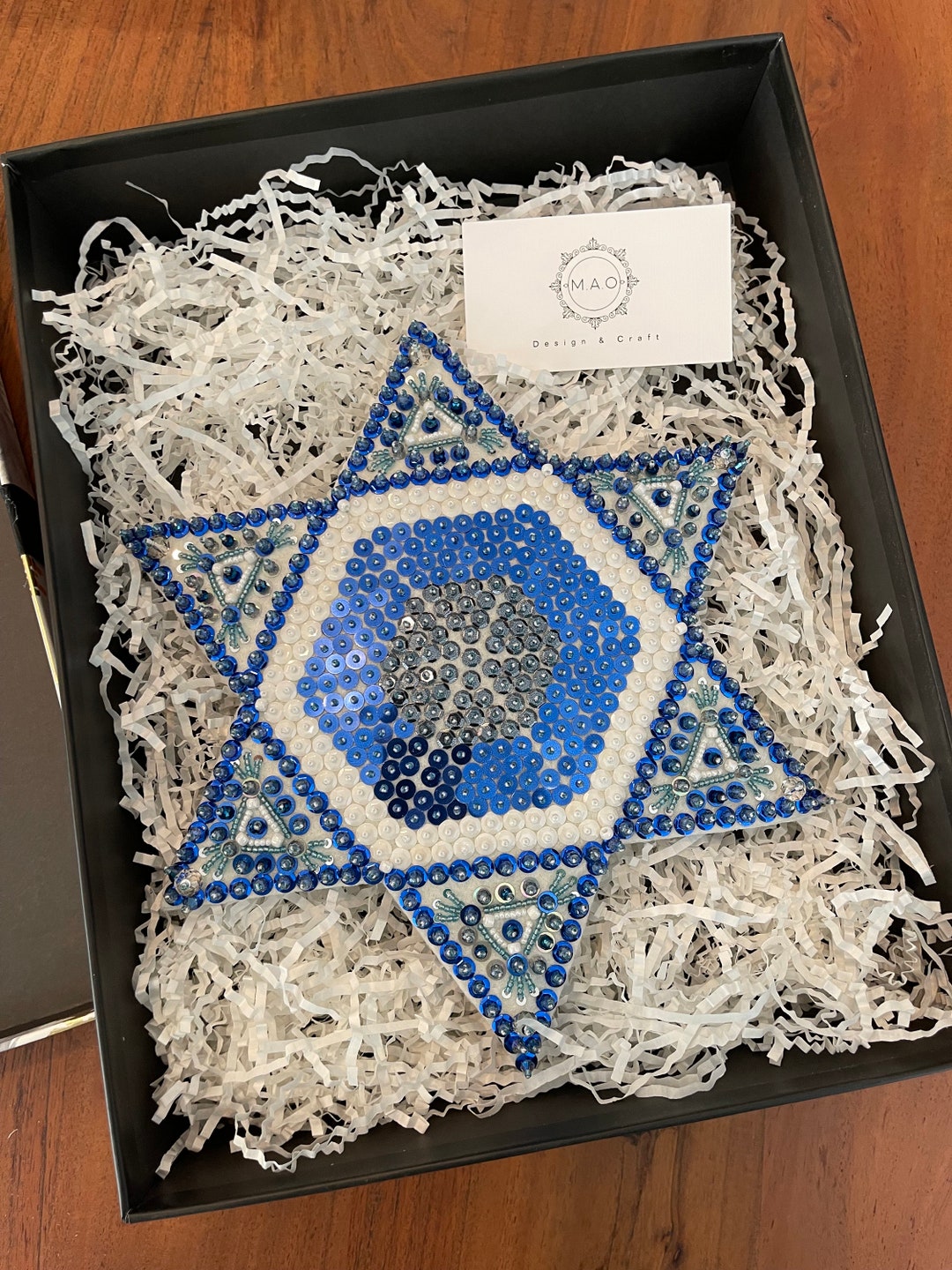 Star of David Beaded Tree Topper Star of David Wool Felt Etsy