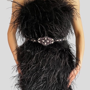 ILINCA slim  belt; Velvet glam belt; Velvet sash for special occasions; Hand beaded belt for weddings;