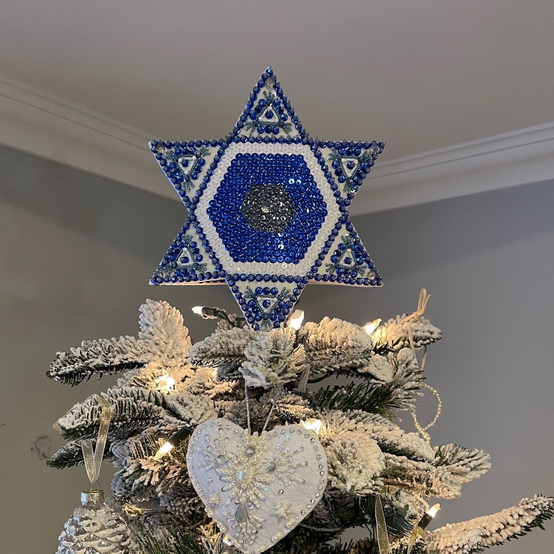 Star of David Beaded Tree Topper Star of David Wool Felt Ornament Etsy