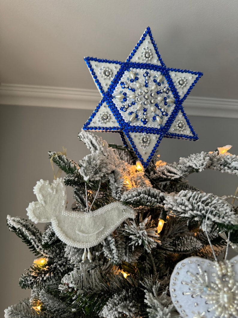 Star of David Beaded Tree Topper Star of David Wool Felt Ornament Etsy