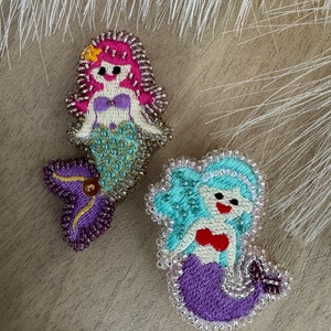 Mermaid BROOCH; Mermaid lover gift idea; Colorful 90s girls accessories; Mermaid pin brooch; Mermaid accessory brooch; Little mermaid gift;