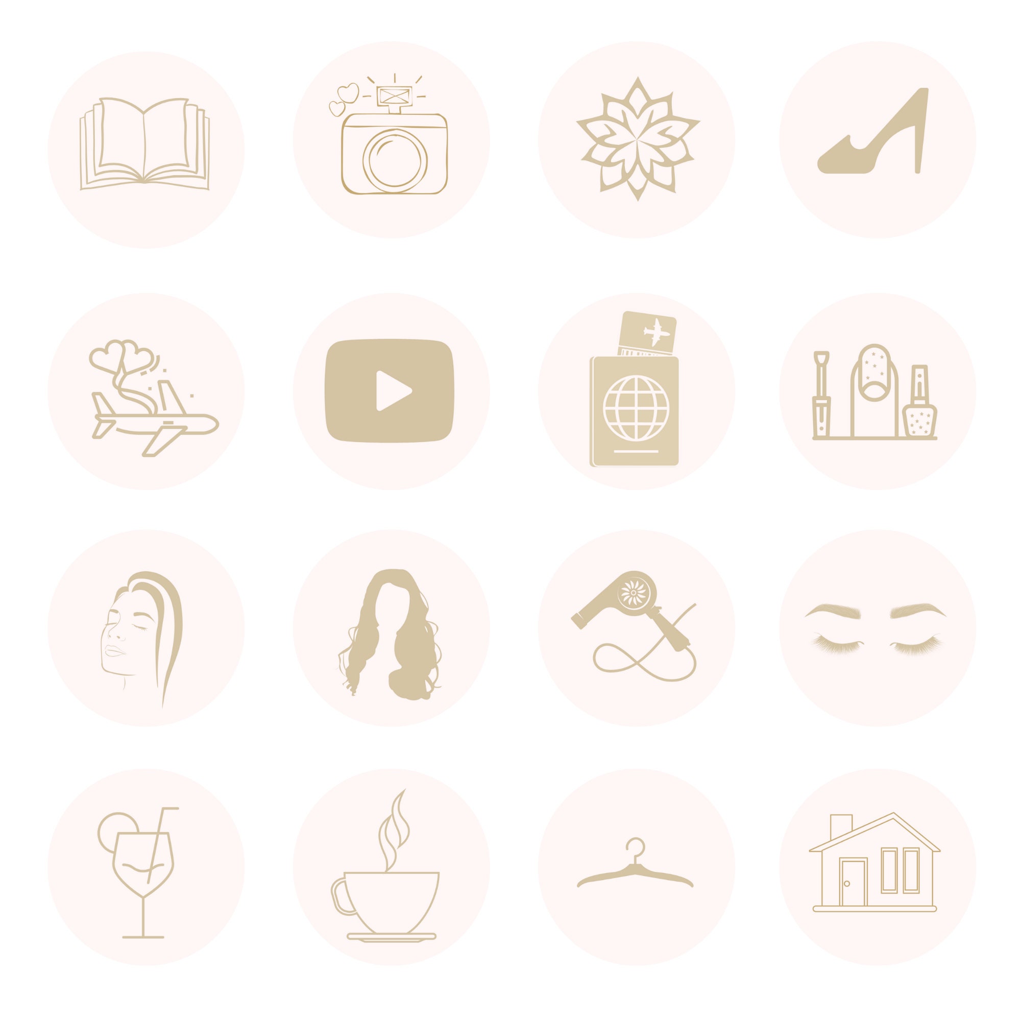 Blush Pink Instagram Highlight Cover Icons 100 Social Media | Etsy