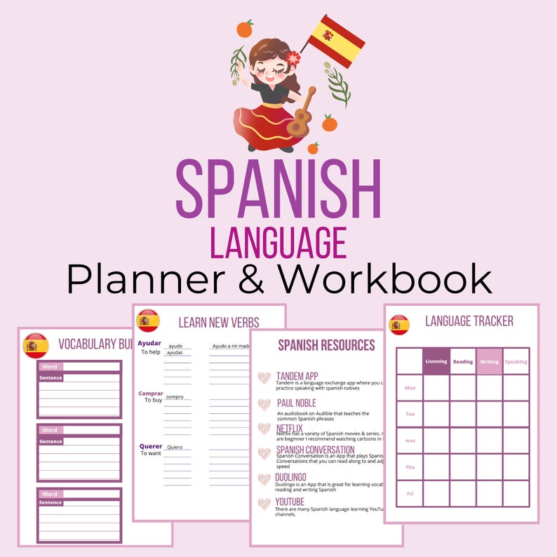Spanish Language Planner Printable PDF Study the Spanish Etsy UK