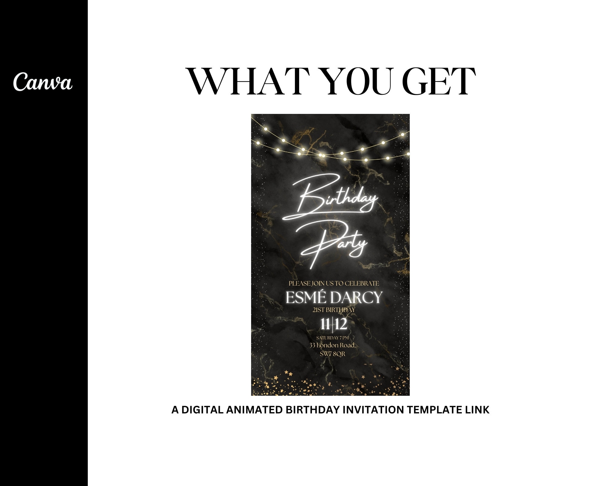 Birthday Digital Invitation Template | Black and Gold Theme Luxury ...