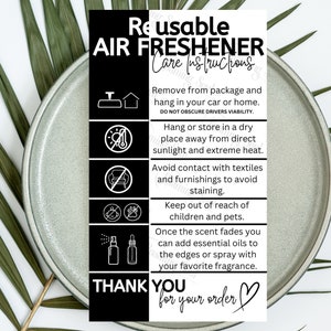Reusable Air Freshener Care Card