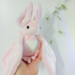 Pink Heart Bat Plushie: Glow-in-the-Dark