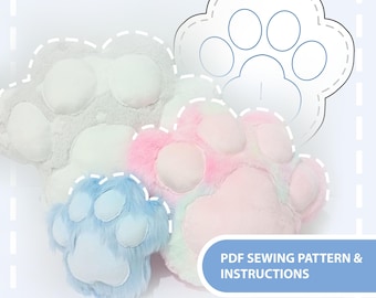 Cat Paw Plush Cushion Sewing Pattern