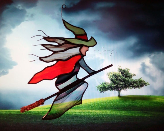 Halloween home decor Stained Glass piece Witchy vibes Halloween