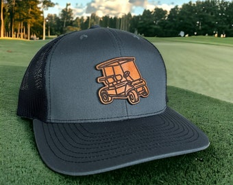Golf Cart Genuine Leather Patch Hat