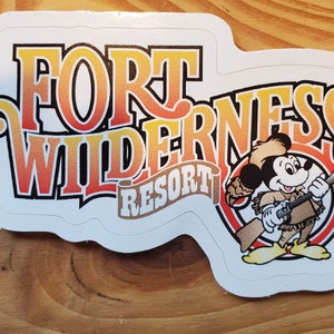Vintage Musket Mickey Fort Wilderness Logo Sticker  3.30" x 2.00"
