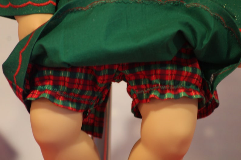 Green Dress with Ribbon Plaid Bodice for 15 baby dolls