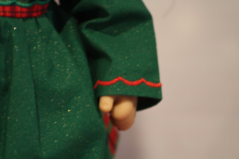 Green Dress with Ribbon Plaid Bodice for 15 baby dolls