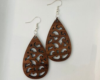 Oversized Wood Earrings Boho Lightweight